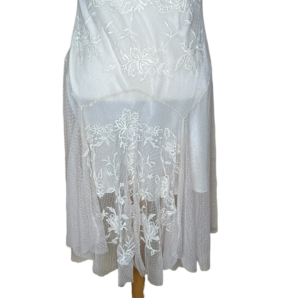 Johnny Was Biya Parchment Sheer Netting Embroidered Dress With Slip Small NWT - Picture 8 of 16